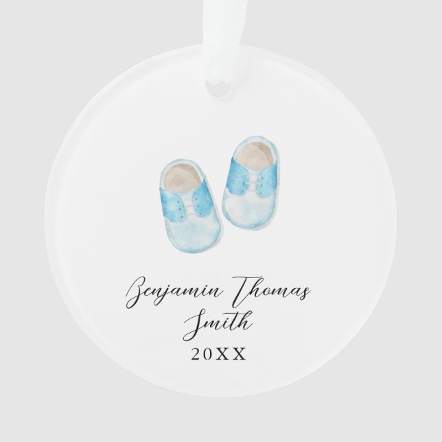 Baby Boy Blue Chaussures Noël Acrylique Ornement (devant)