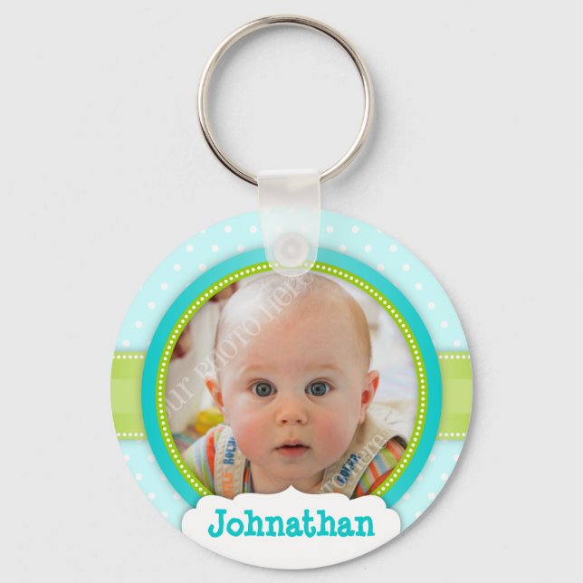 Baby Boy Blue Custom Foto Keepake Schlüsselanhänger (Vorderseite)