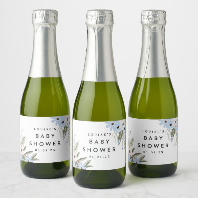 Baby Boy Blue Floral Baby Dusche Mini Flasche Etik (Flaschen)