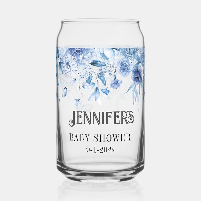 Baby Boy Blue Floral Drop Special Mama to be Dosenglas (Vorderseite)