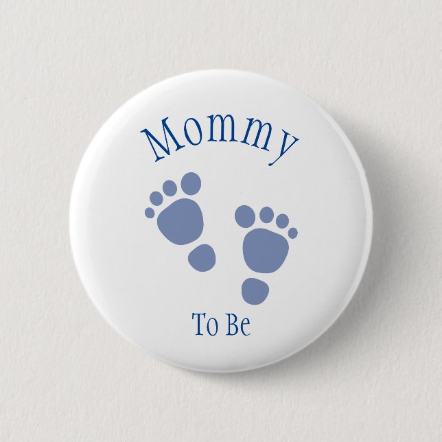 Baby Boy Blue Footprint Baby Showknopf Button (Vorderseite)