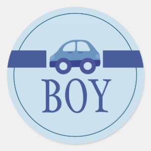 Baby Boy Blue Gender Reveal Party Classic Classic Runder Aufkleber