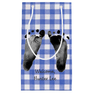 Baby Boy Blue Gingham Kleine Geschenktüte