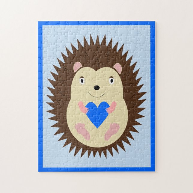 Baby Boy Blue Heart Igel (Vertikal)