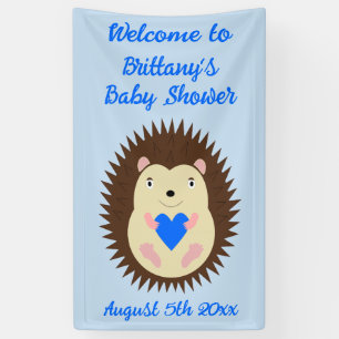 Baby Boy Blue Herz Igel Baby-Party Banner