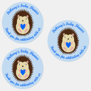 Baby Boy Blue Herz Igel Baby-Party Etiketten