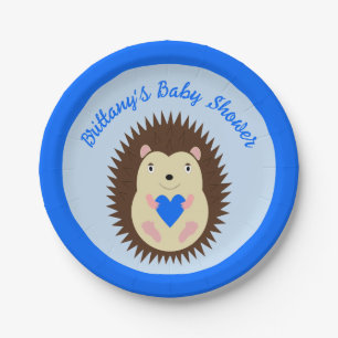 Baby Boy Blue Herz Igel Baby Shower Pappteller