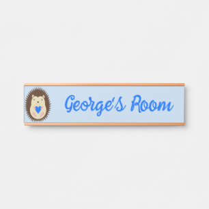 Baby Boy Blue Herz Igel Benutzerdefinierter Name Türschild