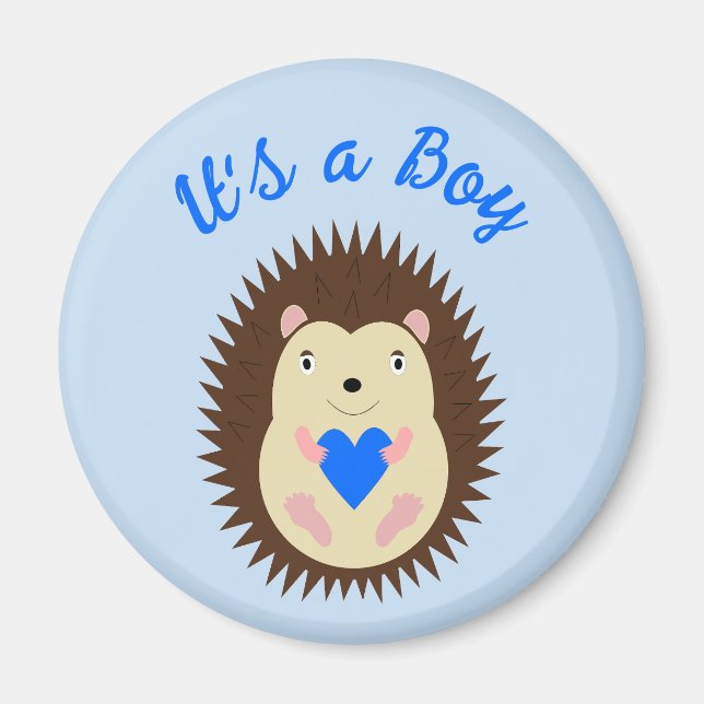 Baby Boy Blue Herz Igel Custom Magnet (Vorne)