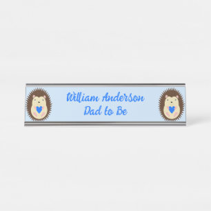 Baby Boy Blue Herz Igel Custom Schreibtischnamensplakette