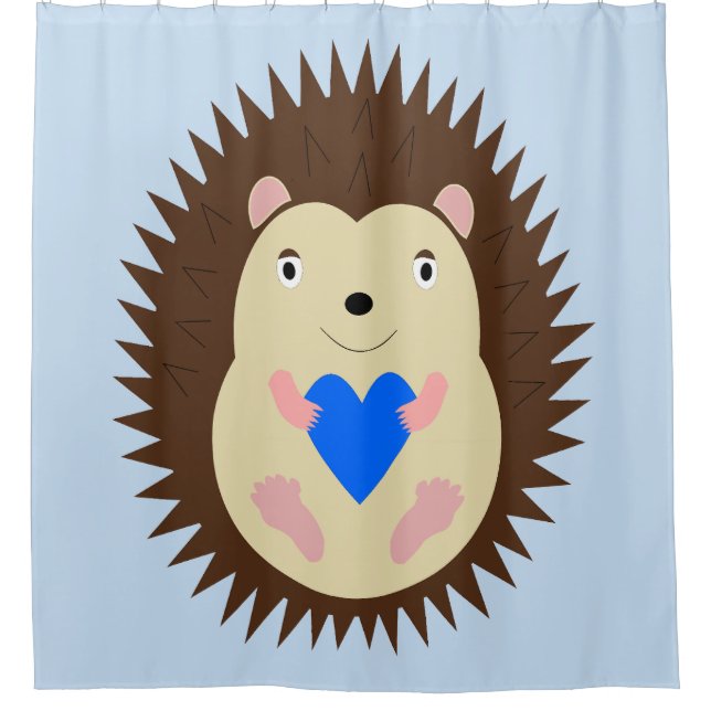 Baby Boy Blue Herz Igel Duschvorhang (Vorderseite)