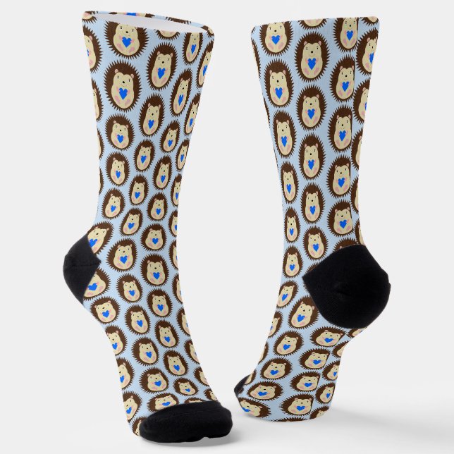 Baby Boy Blue Herz Igel Gemustert Socken (Gewinkelt)