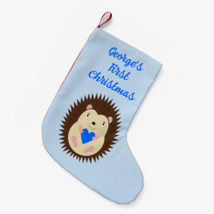 Baby Boy Blue Herz Igel Maßgeschneidert Kleiner Weihnachtsstrumpf