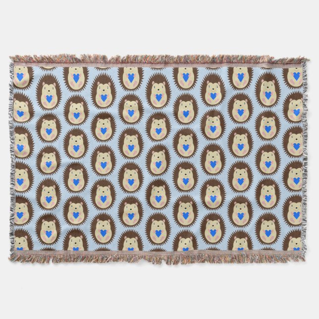 Baby Boy Blue Herz Igel Muster Decke (Vorderseite)