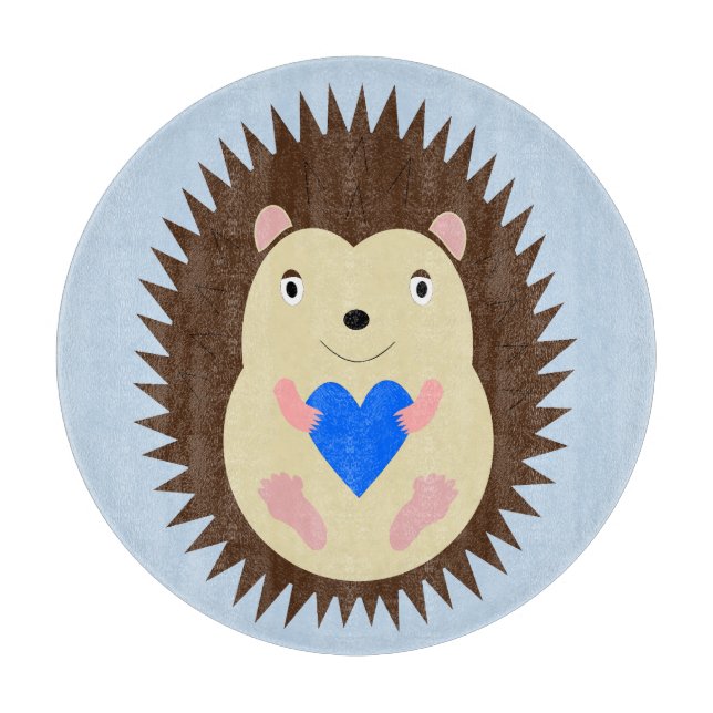 Baby Boy Blue Herz Igel Schneidebrett (Vorderseite)