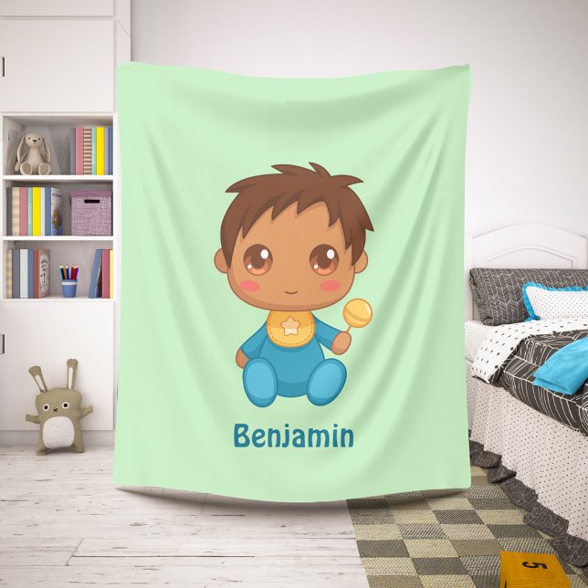 Baby Boy Blue Jumpsuit Individuelle Name Green Sherpadecke (Von Creator hochgeladen)