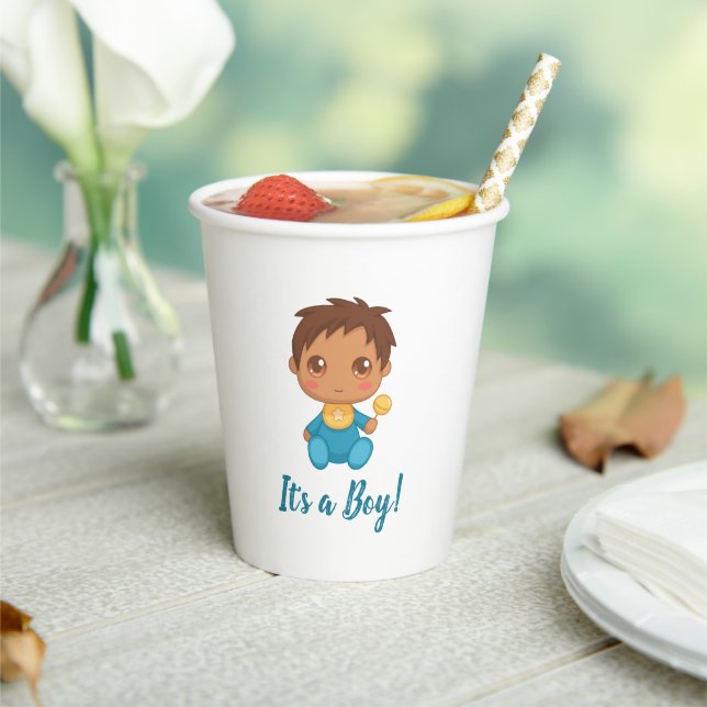 Baby Boy Blue Jumpsuit Pappbecher (In Situ)