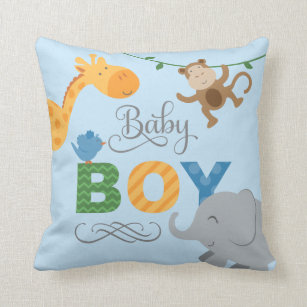 Baby Boy Blue Jungle Animals Kinderzimmer Kissen