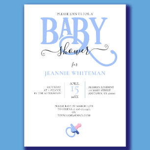 Baby Boy Blue mit Schnuller Baby-Party Einladung
