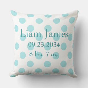 Baby Boy Blue Punkts Birth Stats Kinderzimmer Kissen