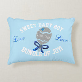 Baby Boy Blue Rattle Birth Stats Dekokissen