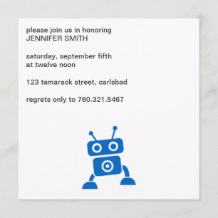 Baby Boy Blue Robot Einladung
