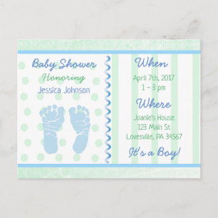 Baby Boy Blue Sage Green Baby shower Invitation