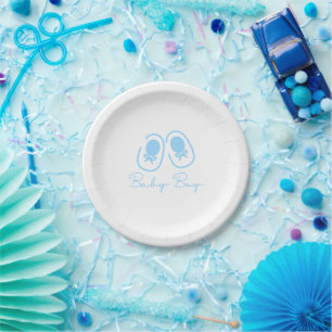 Baby Boy Blue Schuhe Baby-Party Pappteller
