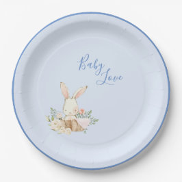 Baby Boy Blue Script Niedlich Adorable Baby Dusche Pappteller