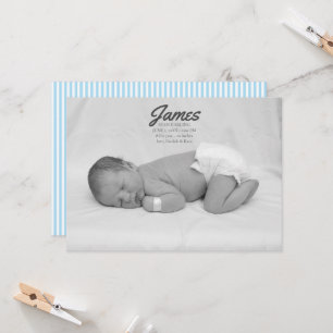 Baby Boy Blue Stripe Faire-part de naissance