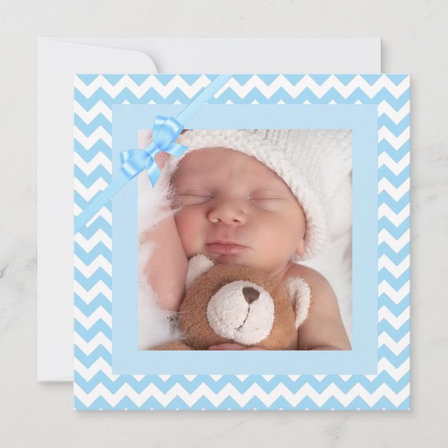 Baby Boy Blue Striping Geburtserklärung Ankündigung (Vorderseite)
