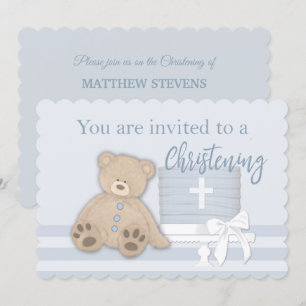 Baby Boy Blue Taufe Einladung Cake Teddy Bären