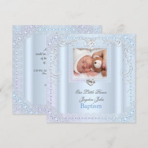 Baby Boy Blue Taufe Kreuz Prinz Einladung