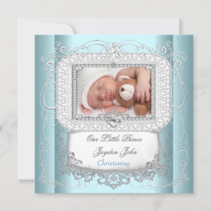 Baby Boy Blue Taufe Taufkreuz Prinz Einladung