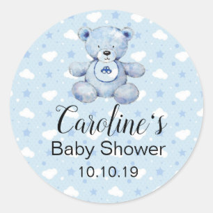 Baby Boy Blue Teddy Bear Babyaufkleber Runder Aufkleber