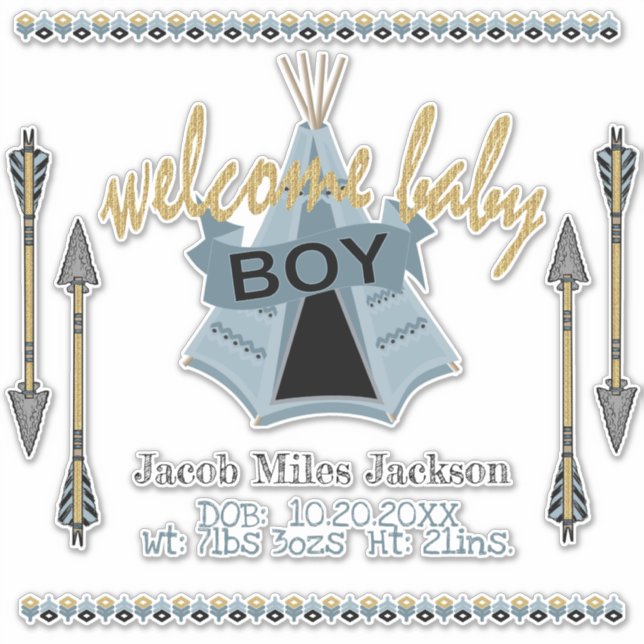 Baby Boy Blue Teepee Tent - Kiss-Cut Aufkleber (Vorderseite)