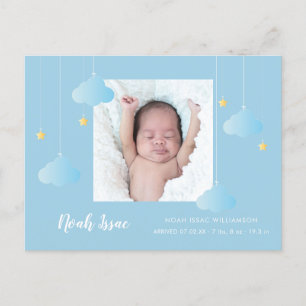 Baby Boy Blue Twinkle Twinkle Foto Niedlich Geburt Ankündigungspostkarte