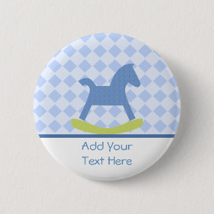 Baby Boy Blue und gelbes Schaukelpferd Baby-Button Button