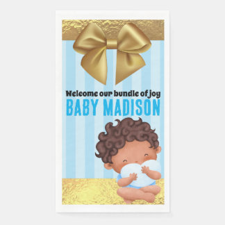 Baby Boy Blue und Gold Babydusche Einladung Serviette