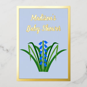 Baby Boy Bluebell Blumen Frühling Baby Shower Folieneinladung