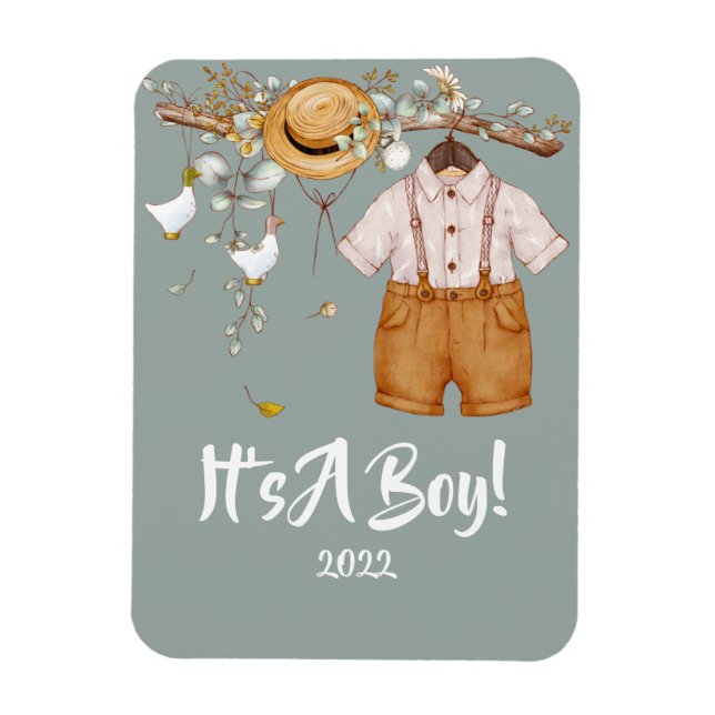 Baby Boy Boho Greenery Rustic Magnet (Vertikal)
