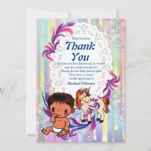 Baby Boy Bubbles & Unicorns Carte de remerciements