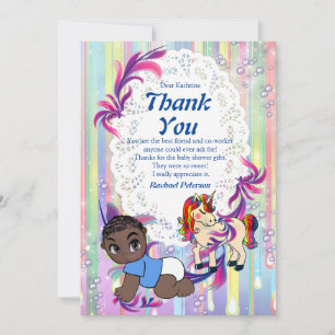 Baby Boy Bubbles & Unicorns Carte de remerciements