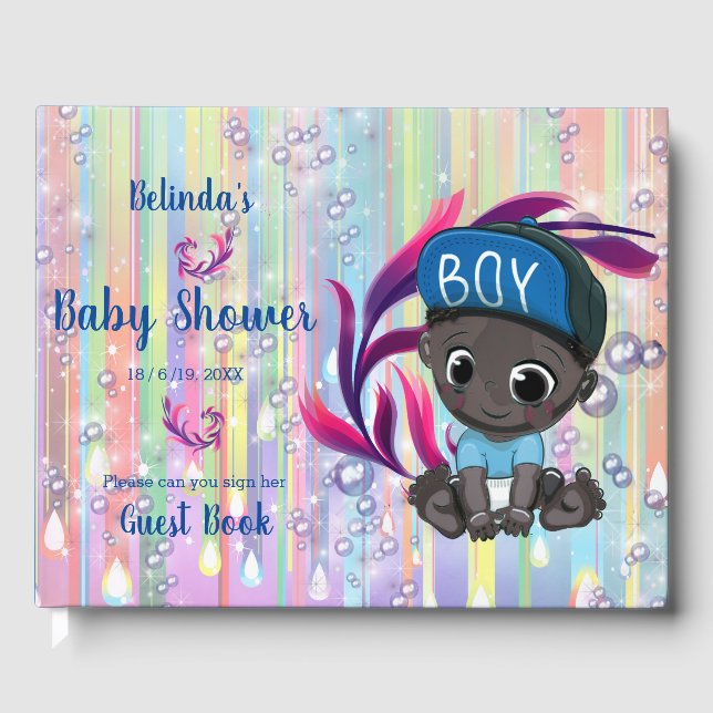 Baby Boy Bubbles & Unicorns Gästebuch (Vorderseite)