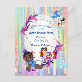 Baby Boy Bubbles & Unicorns Kinderdusche Postkarte