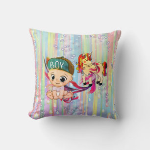 Baby Boy Bubbles & Unicorns Kissen