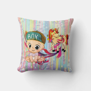 Baby Boy Bubbles & Unicorns Kissen