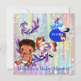 Baby Boy Bubbles & Unicorns Schmetterling Einladun Mitteilungskarte