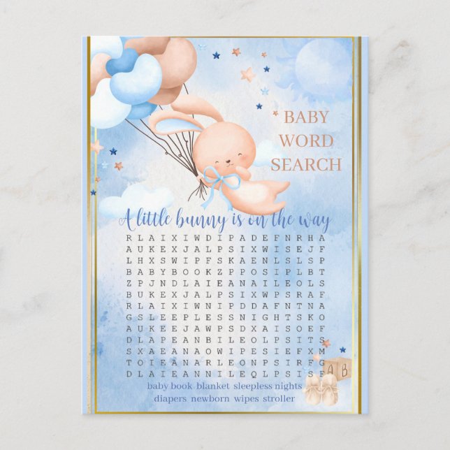 Baby Boy Bunny Baby Showspiel Postkarte (Vorderseite)
