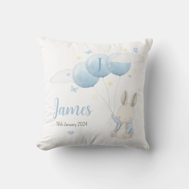 Baby Boy Bunny Cushion, Kinderzimmer Dekoration fü Kissen (Vorderseite)